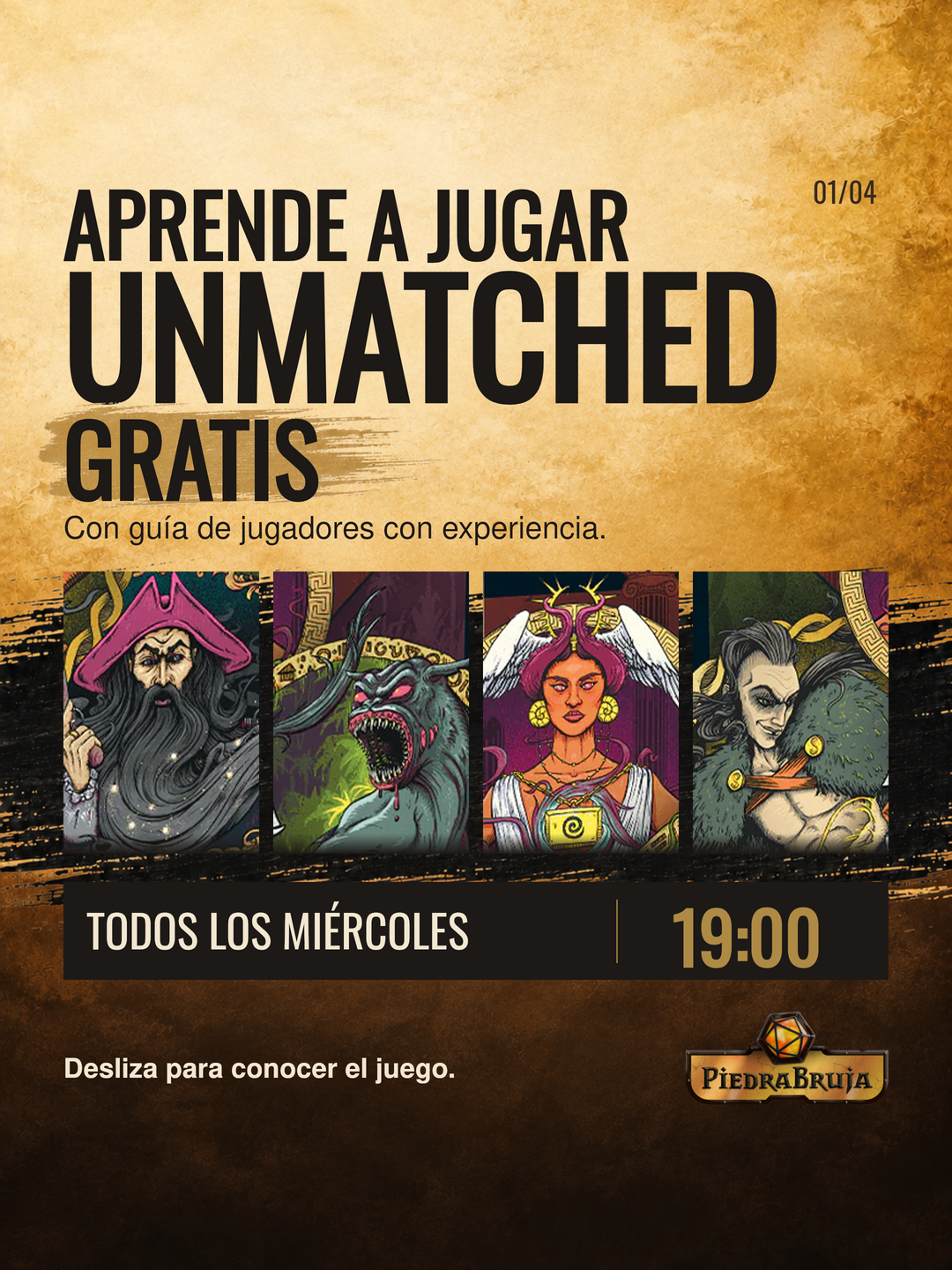 Aprende a Jugar Unmatched Gratis – Miércoles 19:00