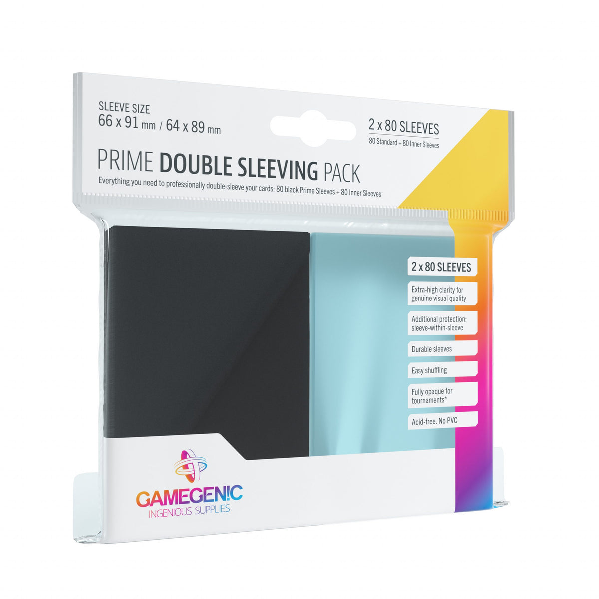 Protectores Prime - Double Sleeving Pack - Clear/Black | Accesorios Gamegenic para TCG en PiedraBruja Chile