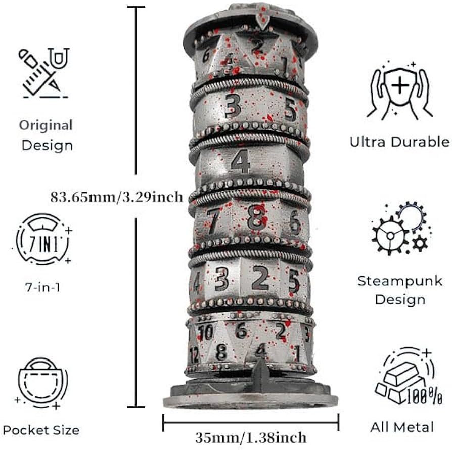 Torre de Discos-Dado - Metálico Spinner en Plateado