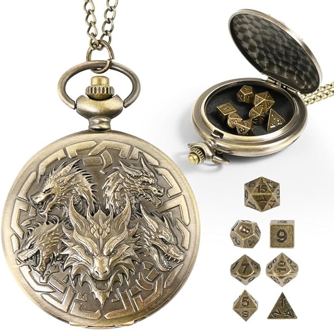 Locket Tiamat + Mini Dados Metálicos - Cobre