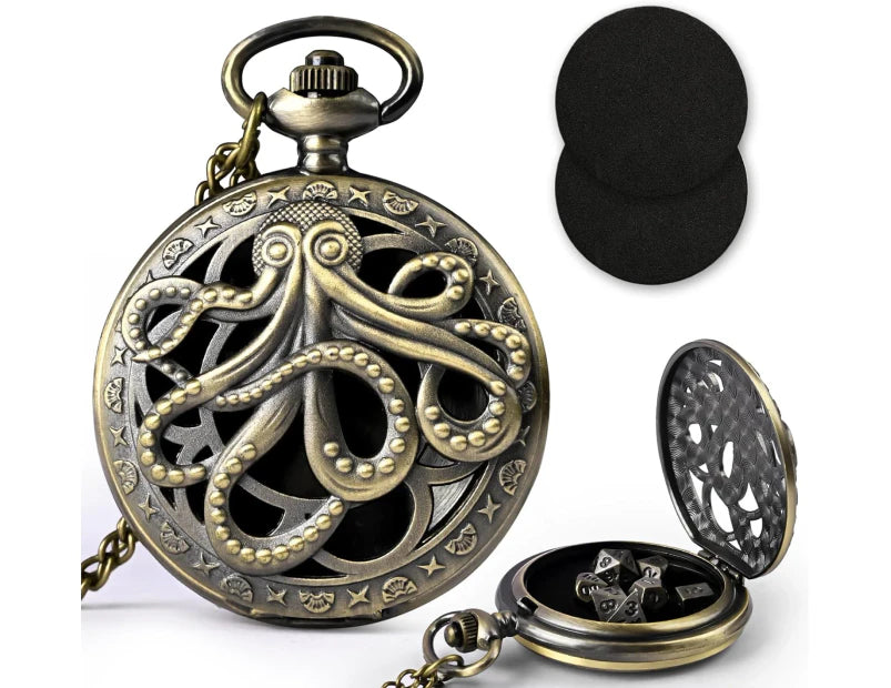 Locket Cthulhu + Mini Dados Metálicos - Bronce