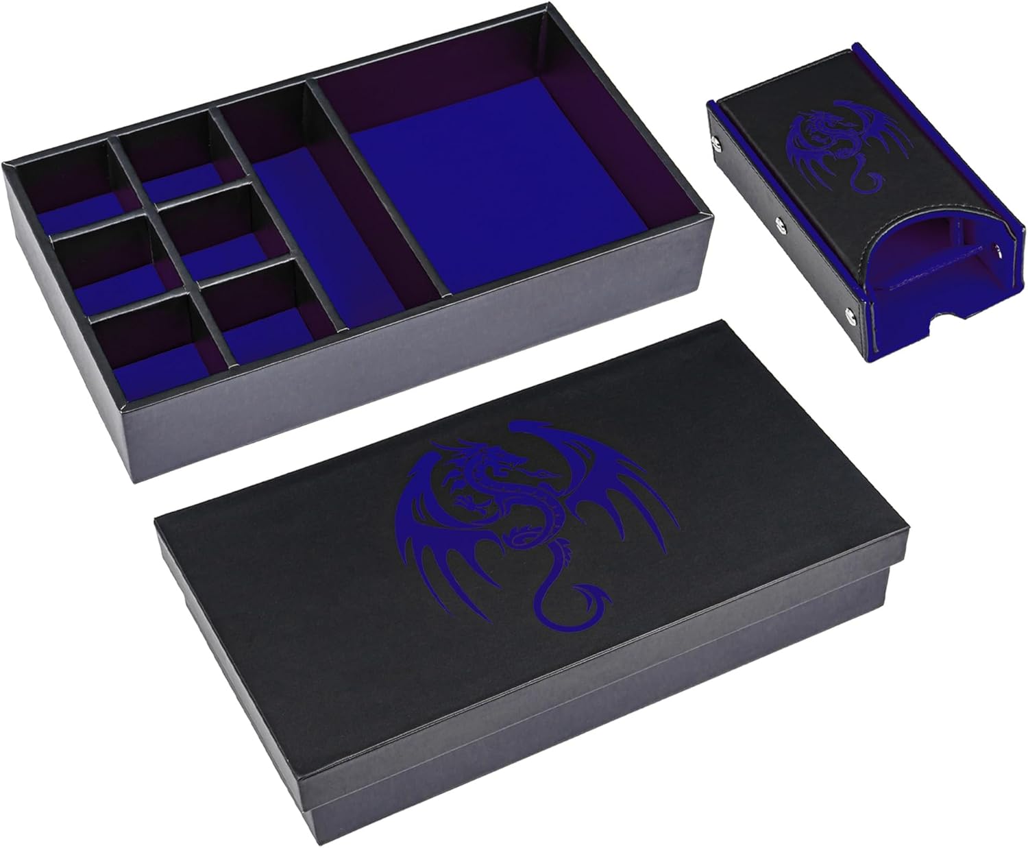 Caja de Cuero + Torre de Dados - Modular en Azul y Negro