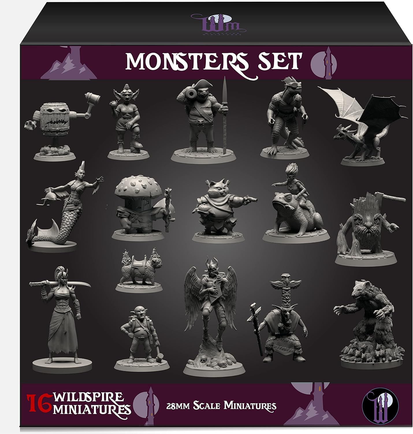 Wildspire Monster – 16 Monstruos de Miniatura DND para NPCs y Aventureros