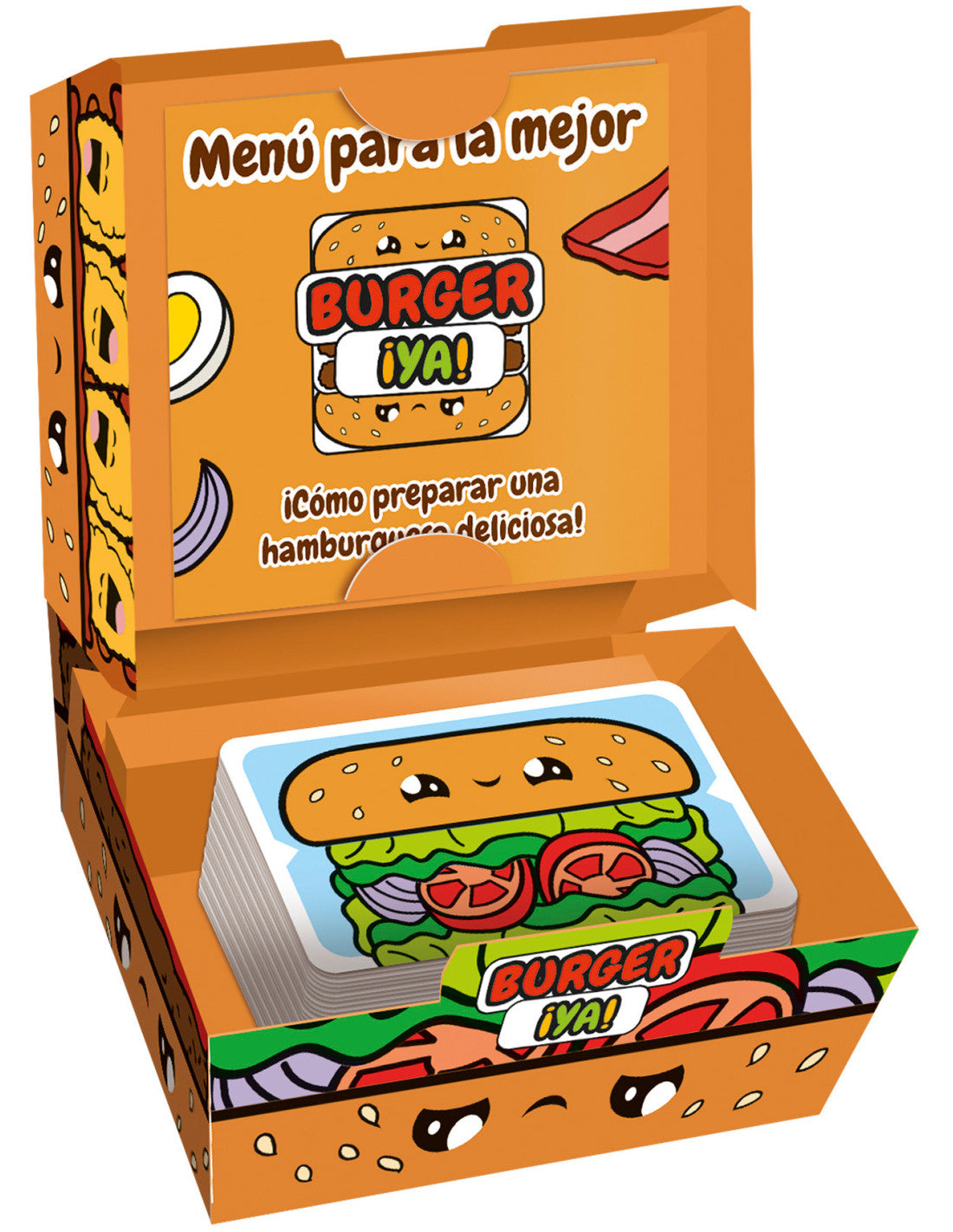 Caja abierta del juego de mesa Burger ya