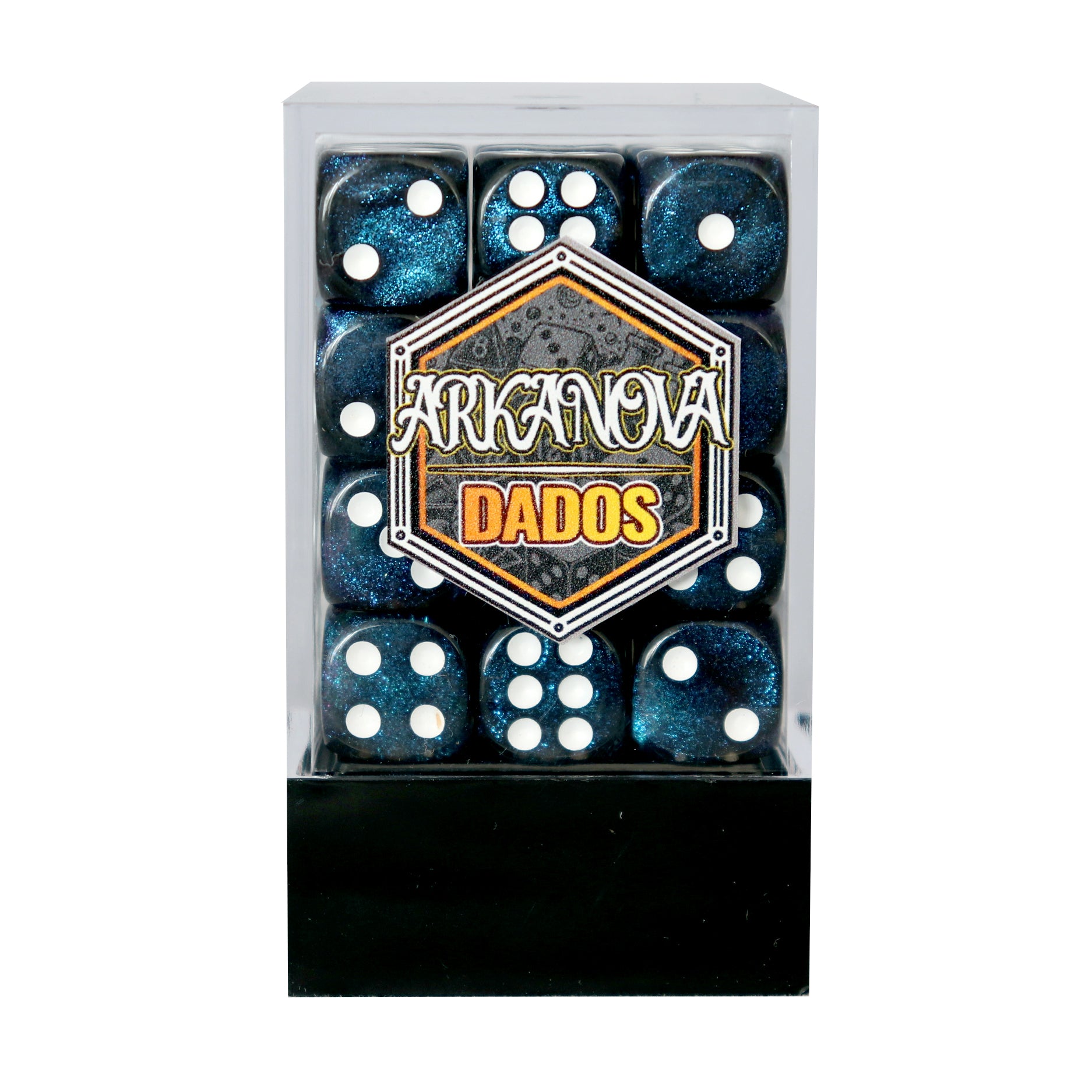 Glitter - 12mm 36 Dados Azul Oscuro | Dados para juegos de rol y mesa en PiedraBruja Chile