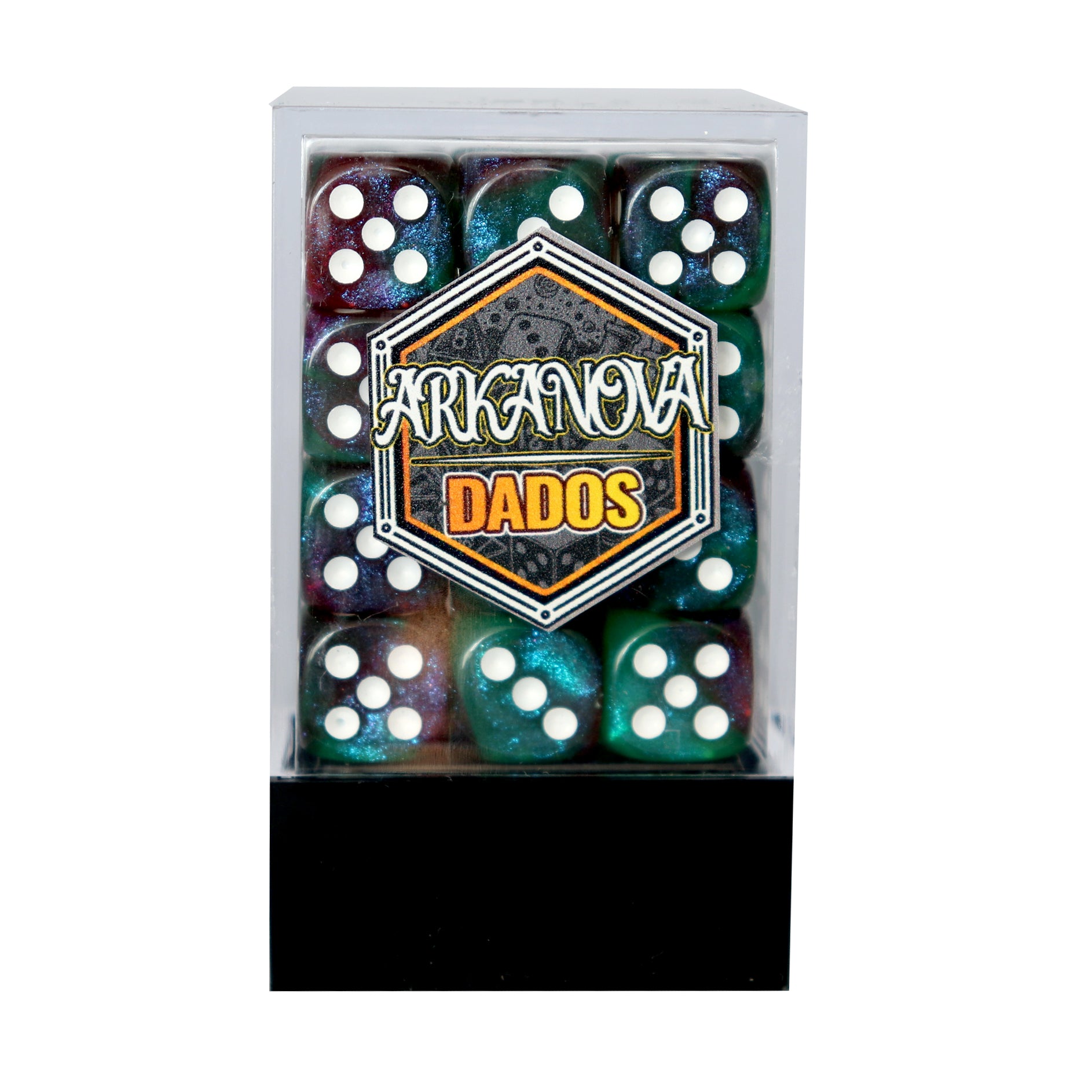 Mágicos - 12mm 36 Dados Morado/Verde | Dados para juegos de rol y mesa en PiedraBruja Chile
