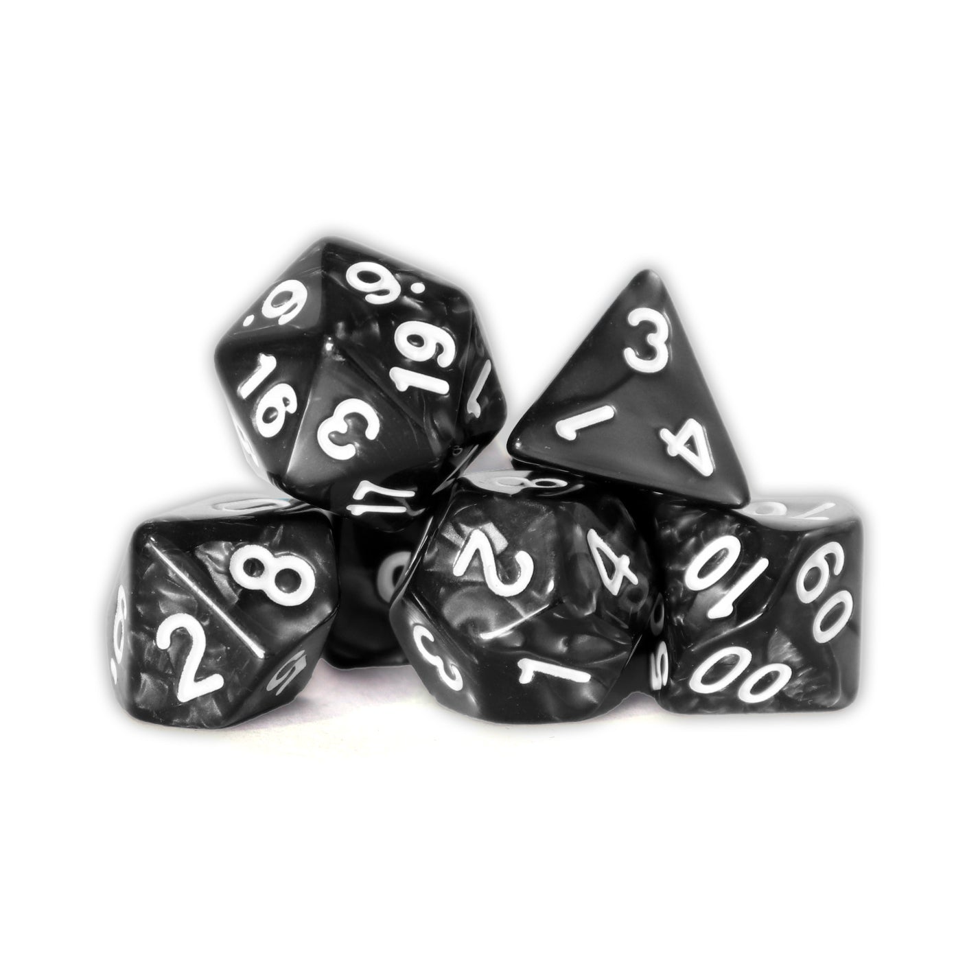 Marmolados - Negro | Dados para juegos de rol y mesa en PiedraBruja Chile