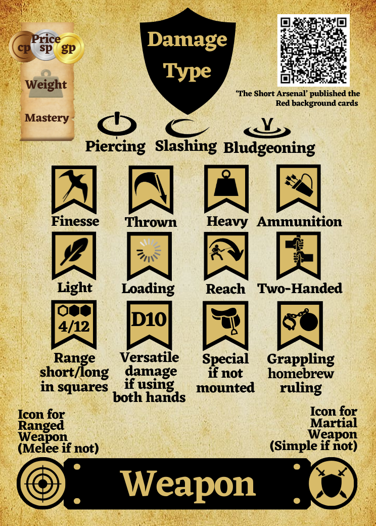 Baraja de Armas 5e Cartas