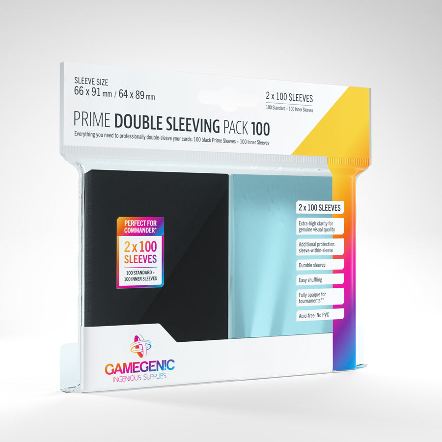 Protectores - Prime Double Sleeving Pack (x100) | Accesorios Gamegenic para TCG en PiedraBruja Chile