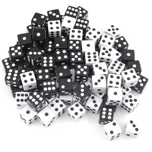 10 Dados D6 Mini Mini Azar blanco - negro