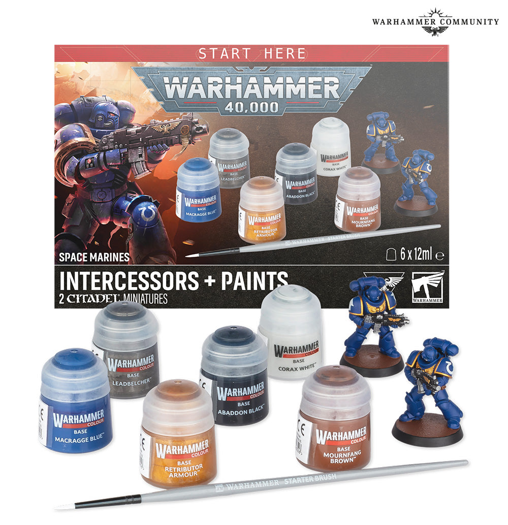 Warhammer 40k - Space Marines: Intercessors + Paints - Set de pintura y miniaturas