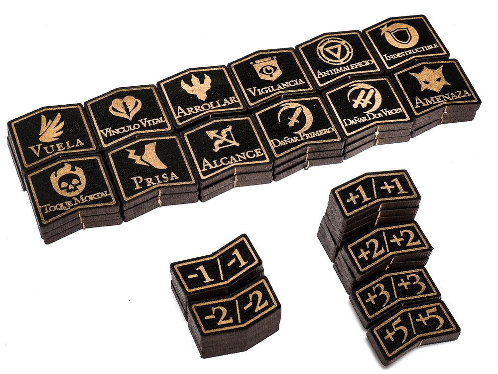 Tokens: Fichas MTG Habilidades y Modificadores - Madera (64)