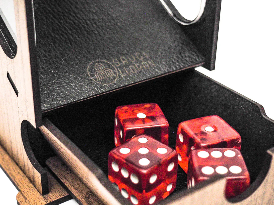 Torre de Dados - Madera y Eco Cuero Negro