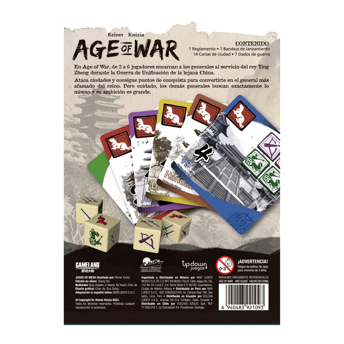 Age of War reverso de la caja y contenido