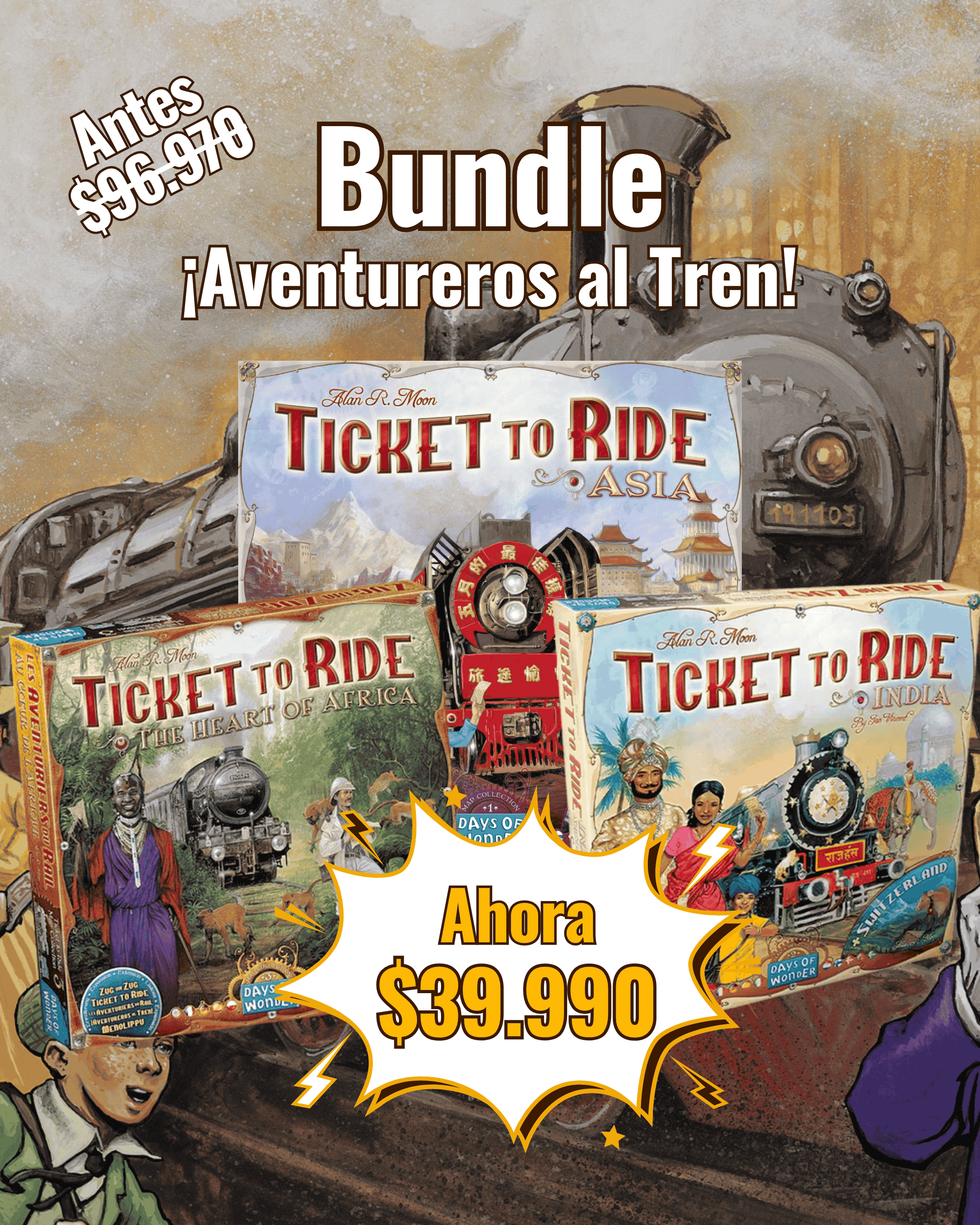 Bundle Expansiones ¡Aventureros al Tren! Asia India y África