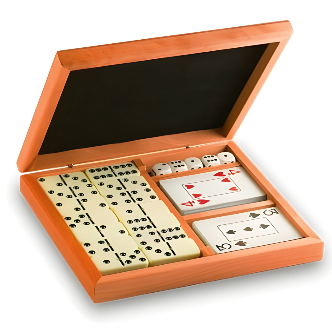 Set Clásico Multi-Juegos Tradicionales (Dominó+Naipe+Dados)