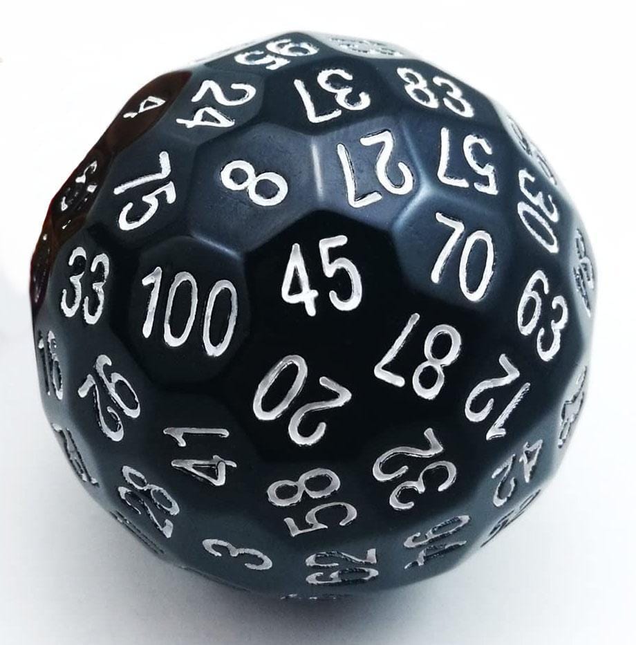 Jumbo - D100 Sólido Negro | Dados para juegos de rol y mesa en PiedraBruja Chile