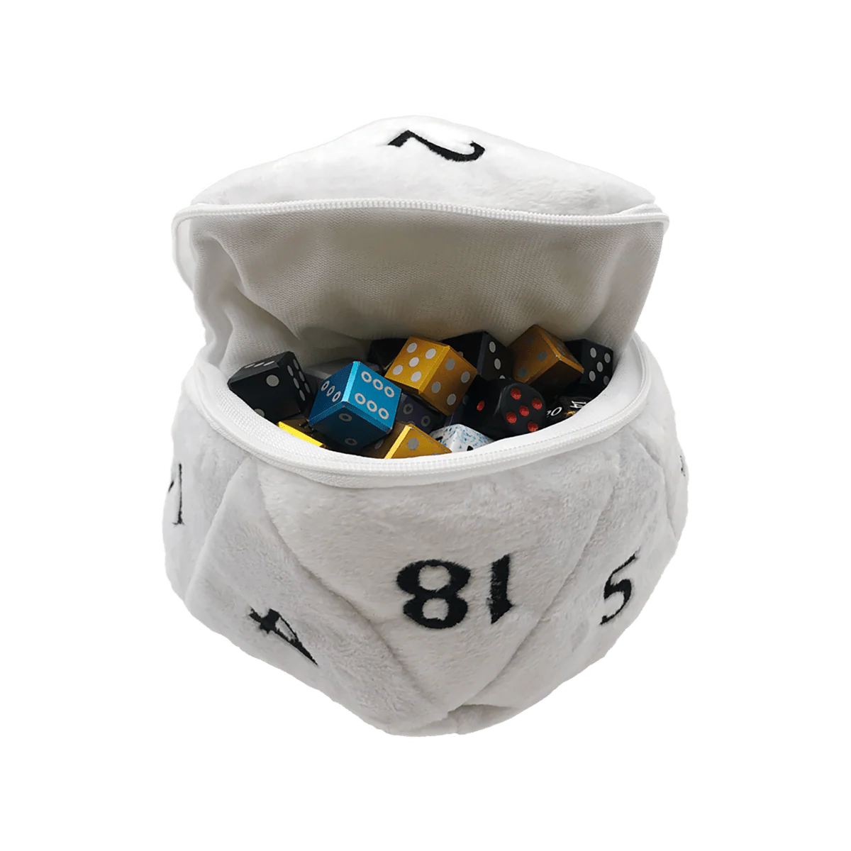 Dice Bag - Plush D20 White/Black