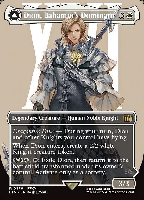 Dion, Bahamut's Dominant // Bahamut, Warden of Light Borderless (ingles) 376 | Singles MTG en PiedraBruja