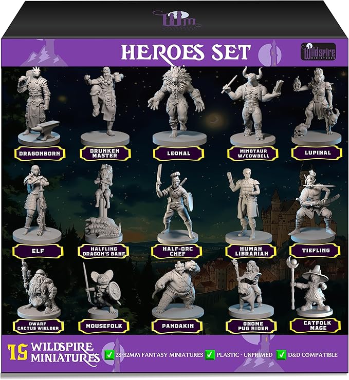 Wildspire Heroes – 15 Aventureros para Miniaturas DND y NPC