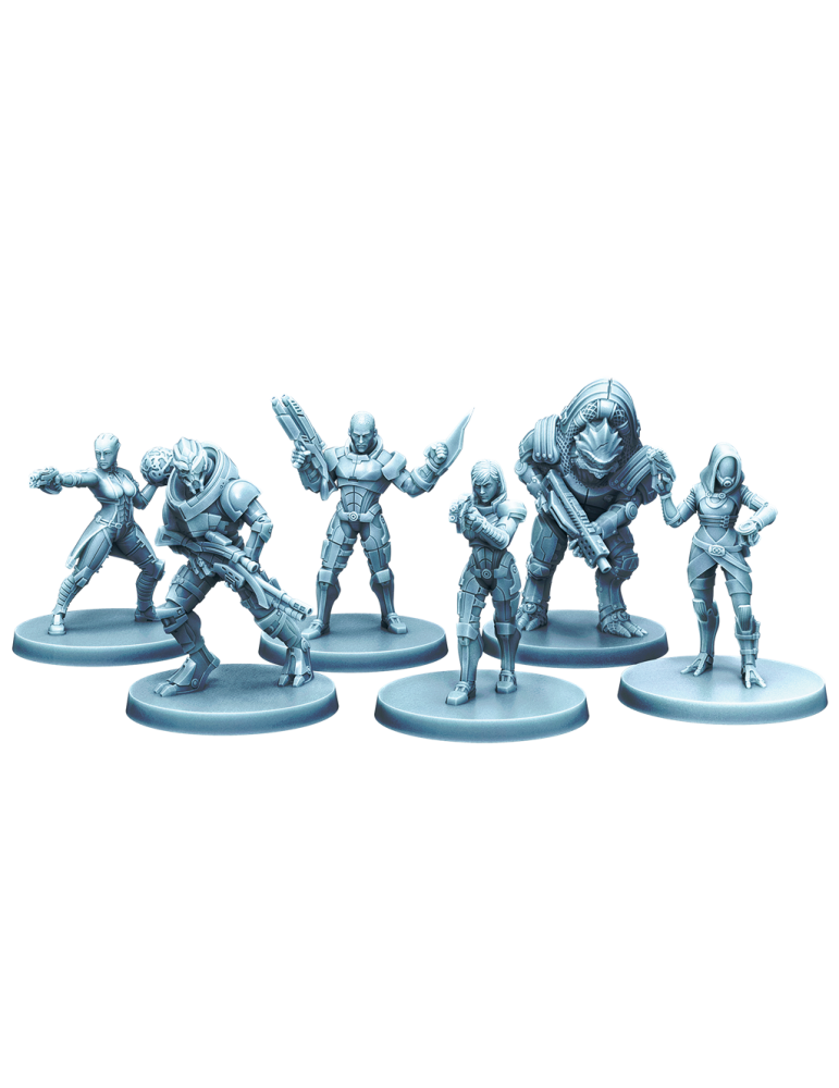 Miniaturas del escuadrón de Shepard en Mass Effect: El juego de tablero – Prioridad: Hagalaz