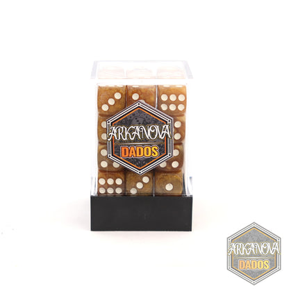 Marmolado - 12mm 36 Dados Dorado | Dados para juegos de rol y mesa en PiedraBruja Chile