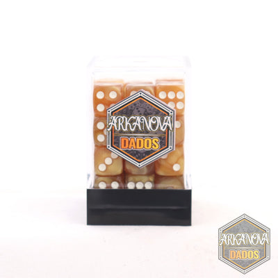 Marmolado - 12mm 36 Dados Ámbar | Dados para juegos de rol y mesa en PiedraBruja Chile