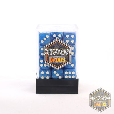 Marmolado - 12mm 36 Dados Azul Claro | Dados para juegos de rol y mesa en PiedraBruja Chile
