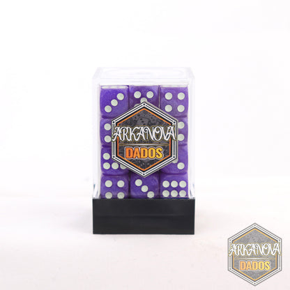 Marmolado - 12mm 36 Dados Morado | Dados para juegos de rol y mesa en PiedraBruja Chile