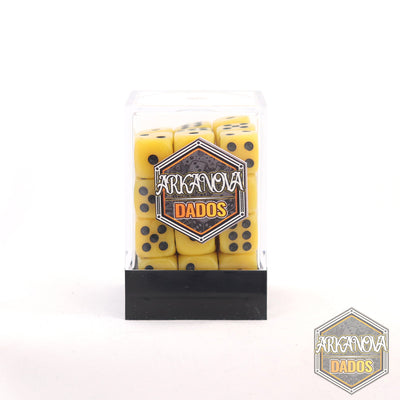 Sólido - 12mm 36 Dados Amarillo con Puntos Negros | Dados para juegos de rol y mesa en PiedraBruja Chile