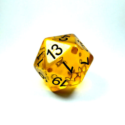 Jumbo - D20 Transparente Ámbar | Dados para juegos de rol y mesa en PiedraBruja Chile