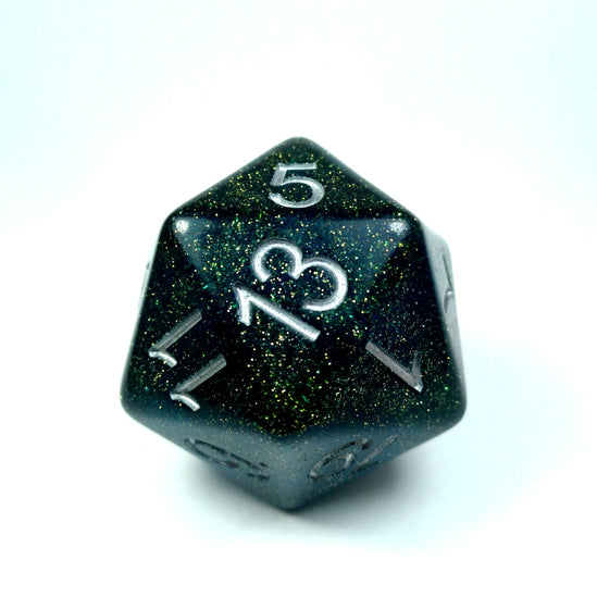 Dado Jumbo D20 Verde Glitter