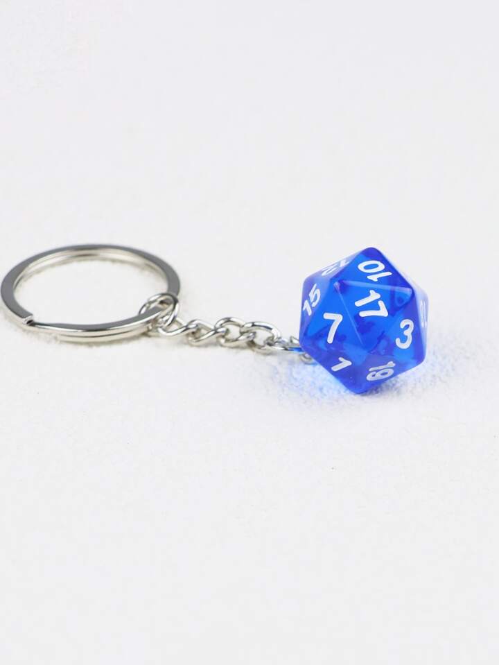 Llavero dado D20 - Azul Transparente