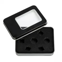 Caja de Metal - Negra con Ventana | Dados para juegos de rol y mesa en PiedraBruja Chile