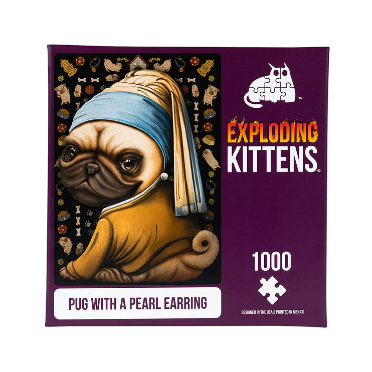 Puzzles Exploding Kittens 1000 piezas: Pug with a  Pearl Earring
