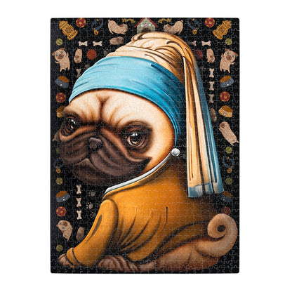 Puzzles Exploding Kittens 1000 piezas: Pug with a  Pearl Earring