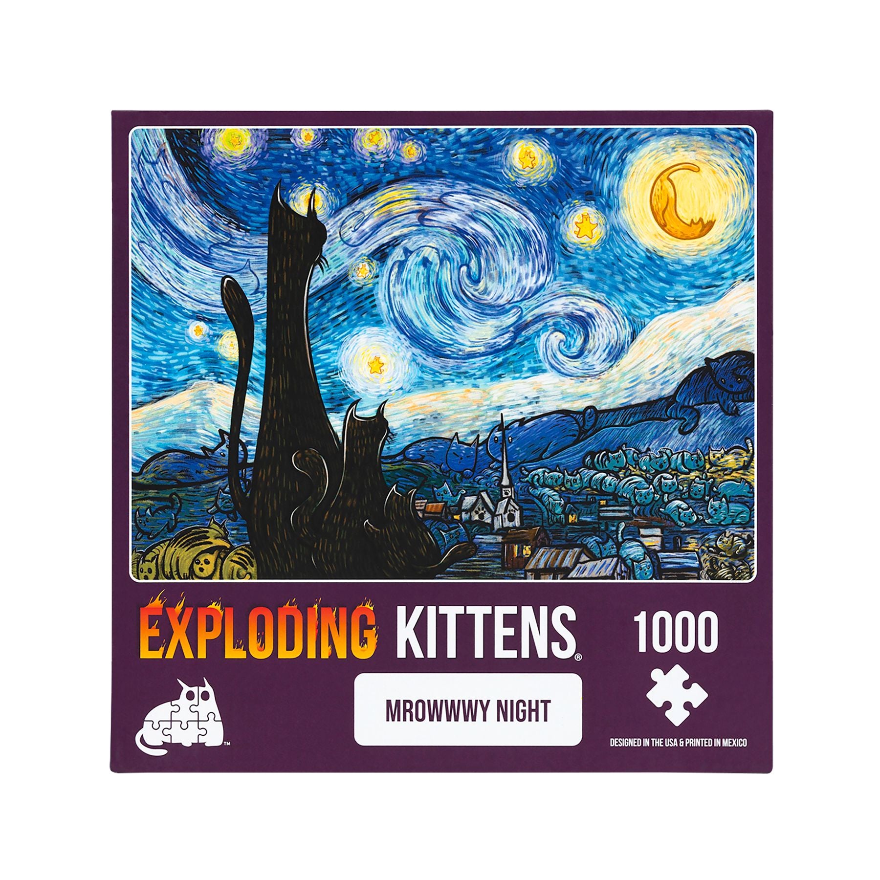 Puzzle Exploding Kittens 1000 piezas: Mrowwwy Night | Rompecabezas e ingenios para niños, desafía su mente en PiedraBruja Chile
