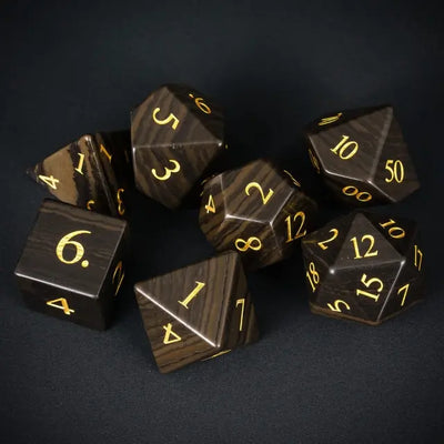 Gema Preciosa - Marmol Madera Negra | Dados para juegos de rol y mesa en PiedraBruja Chile
