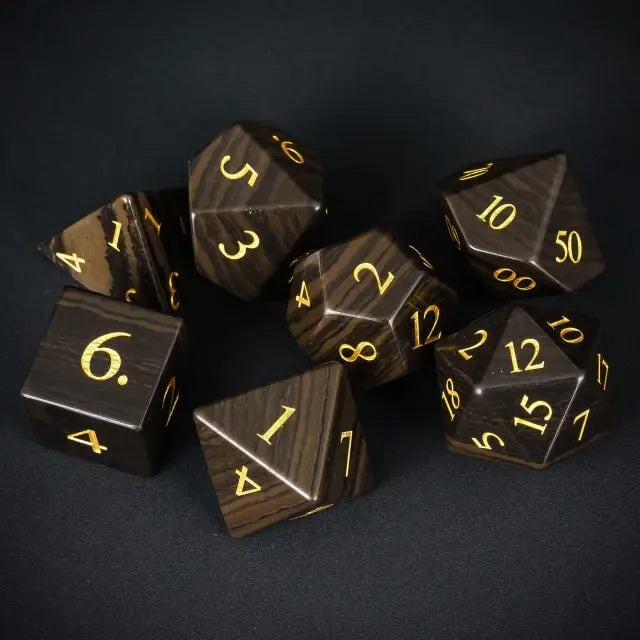 Gema Preciosa - Marmol Madera Negra | Dados para juegos de rol y mesa en PiedraBruja Chile