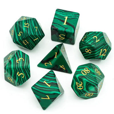 Gema Preciosa - Malaquita | Dados para juegos de rol y mesa en PiedraBruja Chile