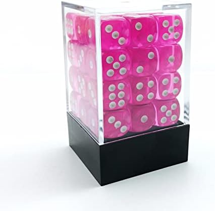 Set de 36 Dados 12mm D6 Transparente Rosa