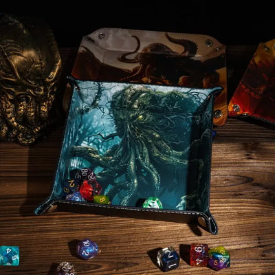 Bandeja para Dados - Diseño Cthulhu Verde | Dados para juegos de rol y mesa en PiedraBruja Chile