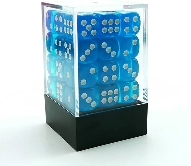 Set de 36 Dados 12mm D6 Transparente Azul