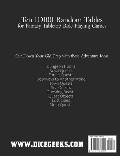 Material para DM - The Book of Random Tables Quests
