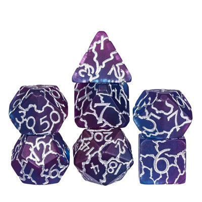 Craquelados - Púrpura y Azul | Dados para juegos de rol y mesa en PiedraBruja Chile