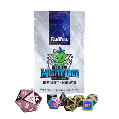 Set 7 Dados Mini Metal - Mystery Misfit Assortment | Dados para juegos de rol y mesa en PiedraBruja Chile