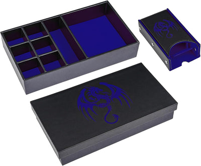 Caja de Cuero + Torre de Dados - Modular en Azul y Negro | Dados para juegos de rol y mesa en PiedraBruja Chile