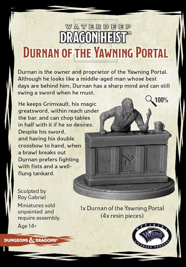Gale Force Nine Dungeons & Dragons Waterdeep Dragon Heist: Durnan of The Bostezo Portal