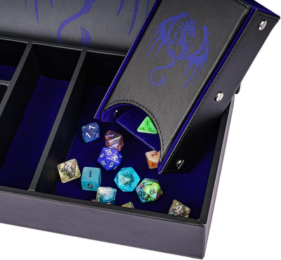 Caja de Cuero + Torre de Dados - Modular en Azul y Negro | Dados para juegos de rol y mesa en PiedraBruja Chile