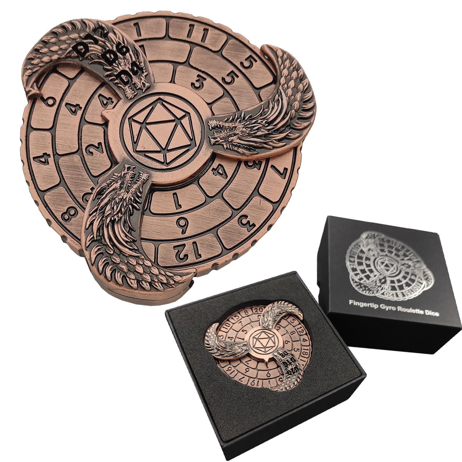 Disco-Dado Metálico de Cobre - Dragon de 3 Cabezas